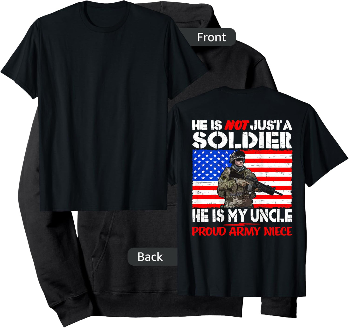 My Uncle Is My Soldier Hero Proud Army Niece Military Family Hoodie - Hoodie | Black