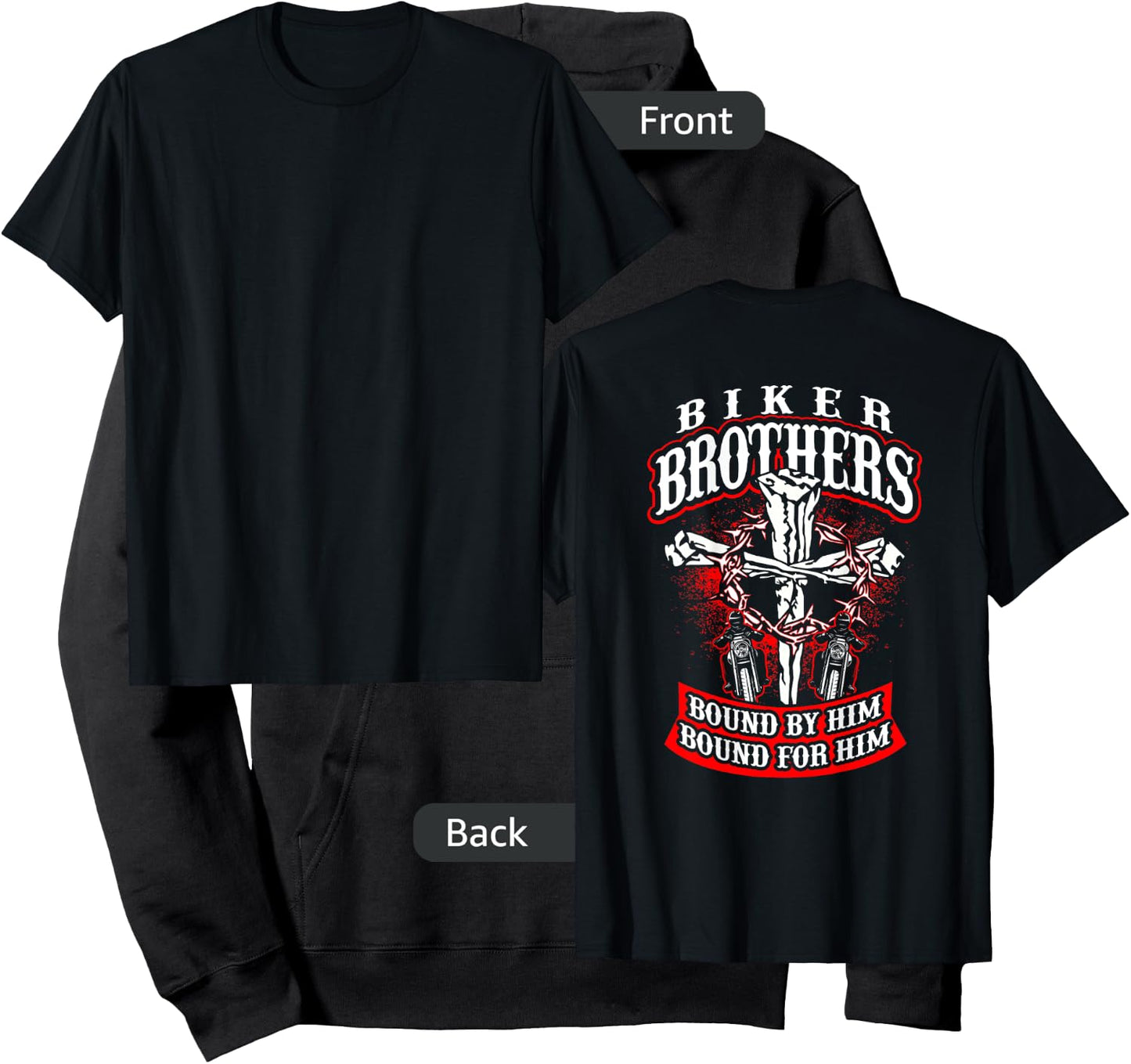 Biker Brothers Christian Cross Jesus Motorcycle Shirt Hoodie - Hoodie | Black