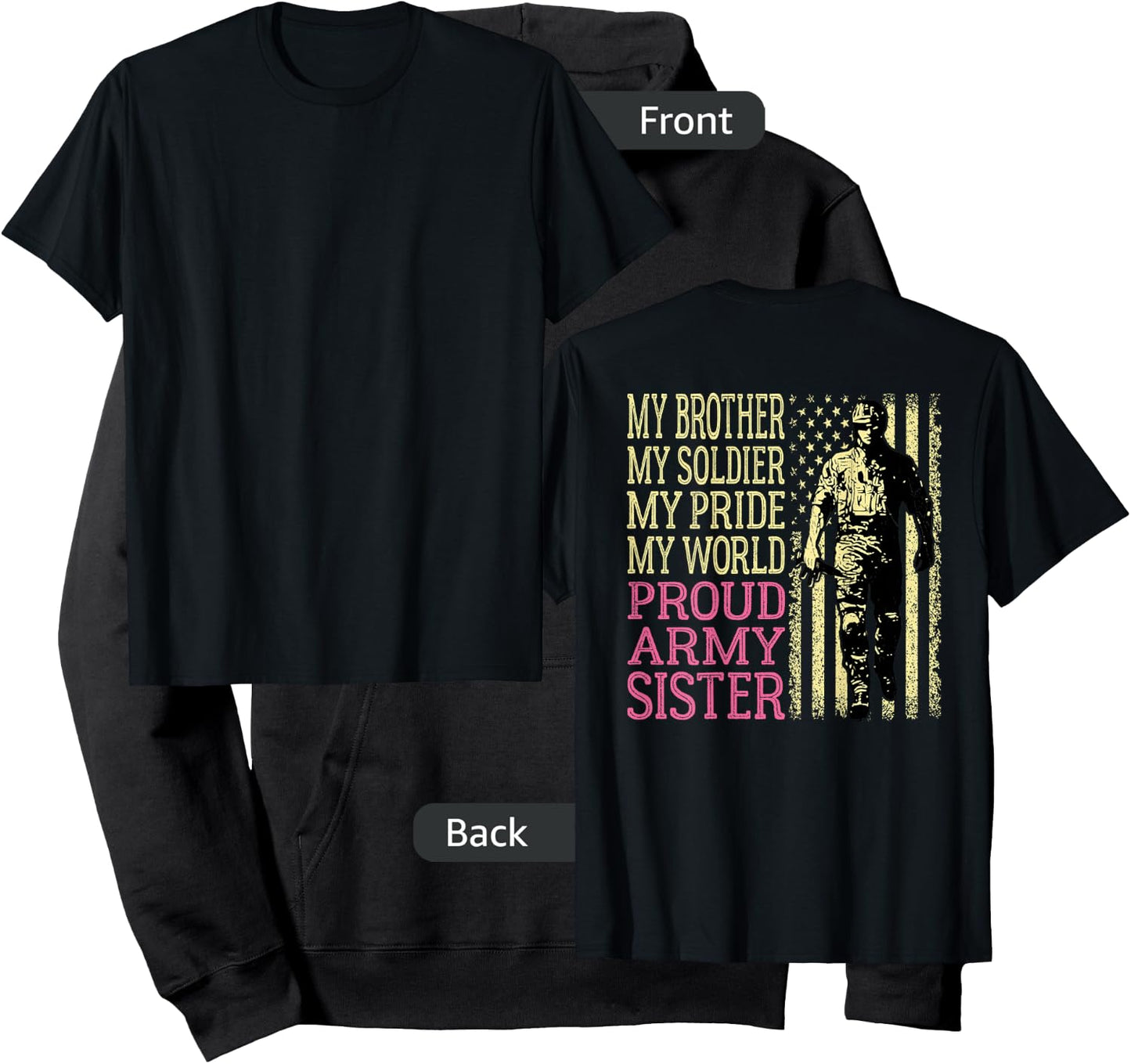 My Brother Is My Soldier Hero Proud Army Sister Military Sis Hoodie - Hoodie | Black