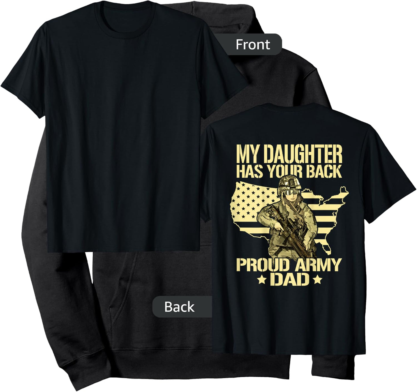 My Daughter Has Your Back - Proud Army Dad Military Father Hoodie - Hoodie | Black