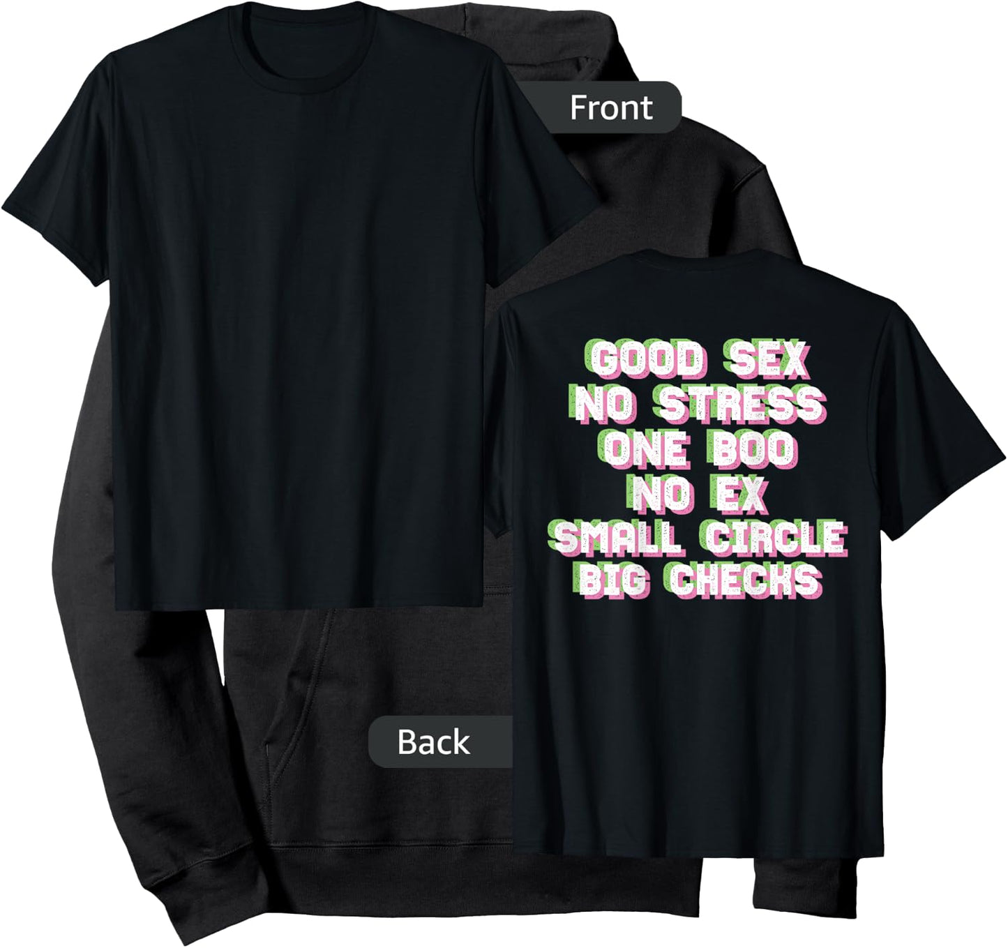 Good Sex No Stress One Boo Small Circle Big Checks I On Back Hoodie - Hoodie | Black