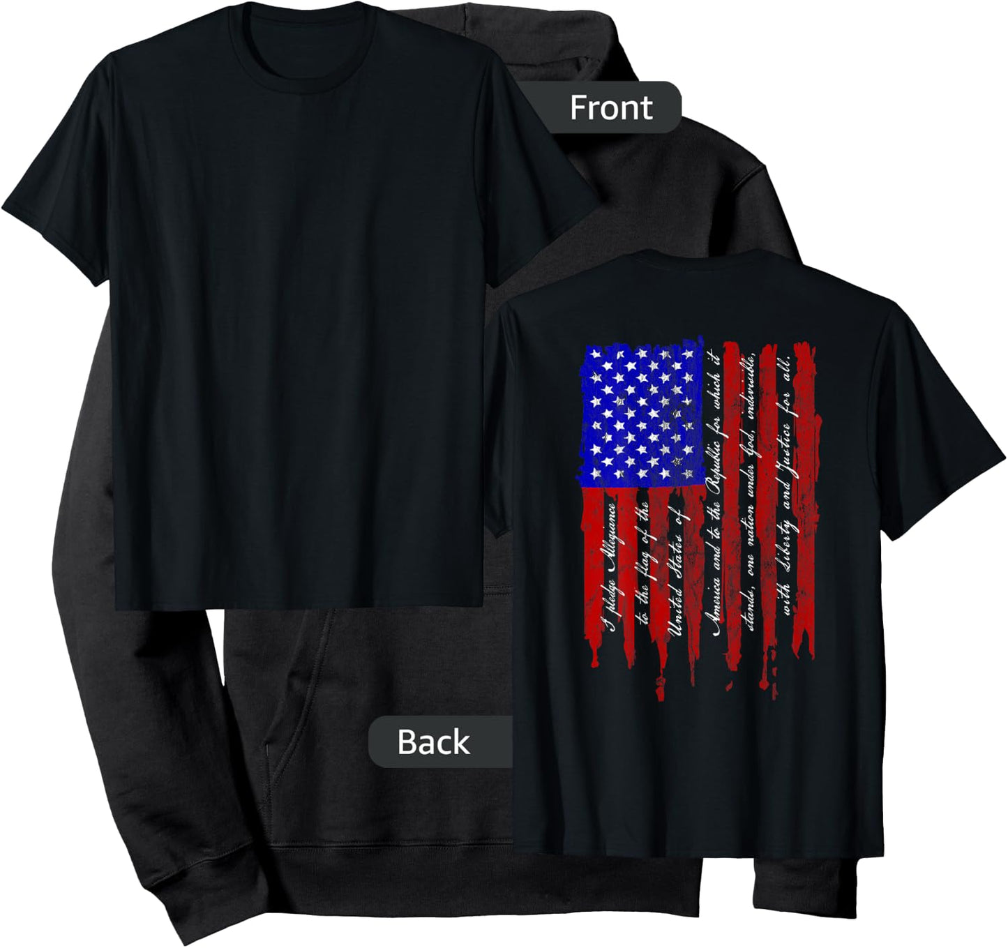 Pledge of Allegiance Patriotic American Flag T Shirt Hoodie - Hoodie | Black