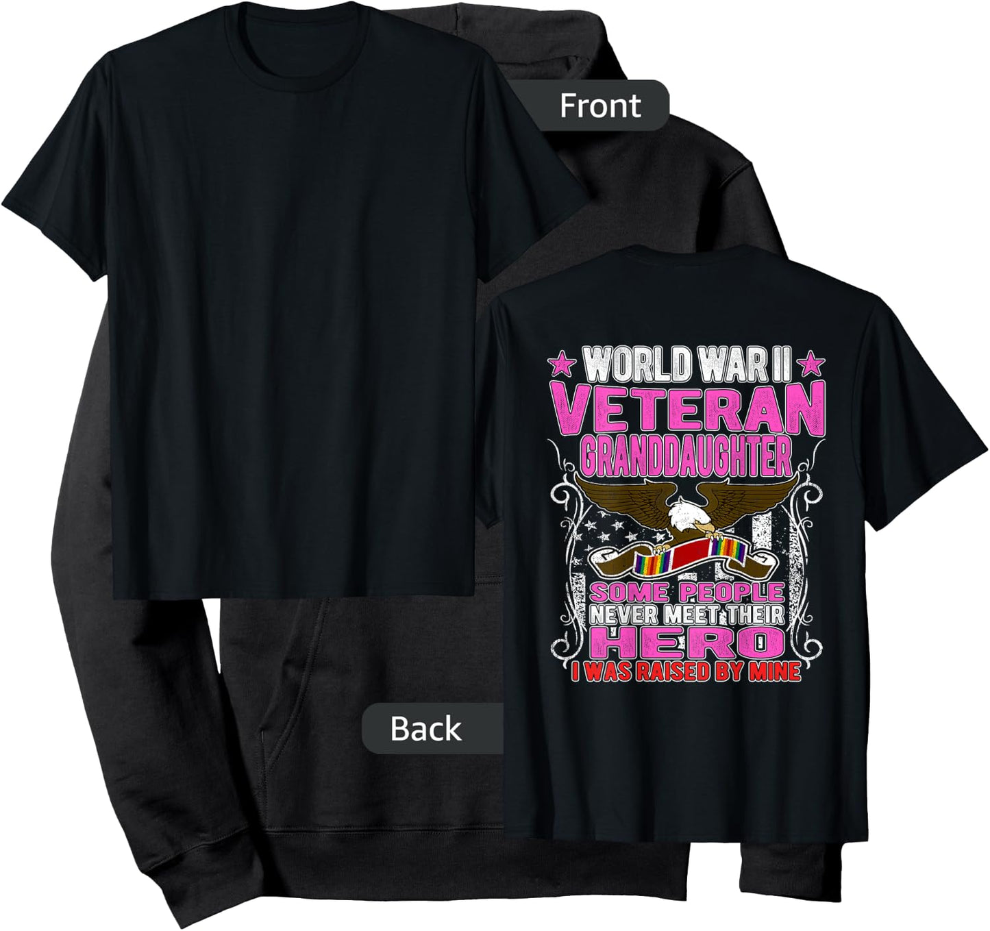 Proud World War 2 Veteran Granddaughter WW2 Grandchild Gifts Hoodie - Hoodie | Black