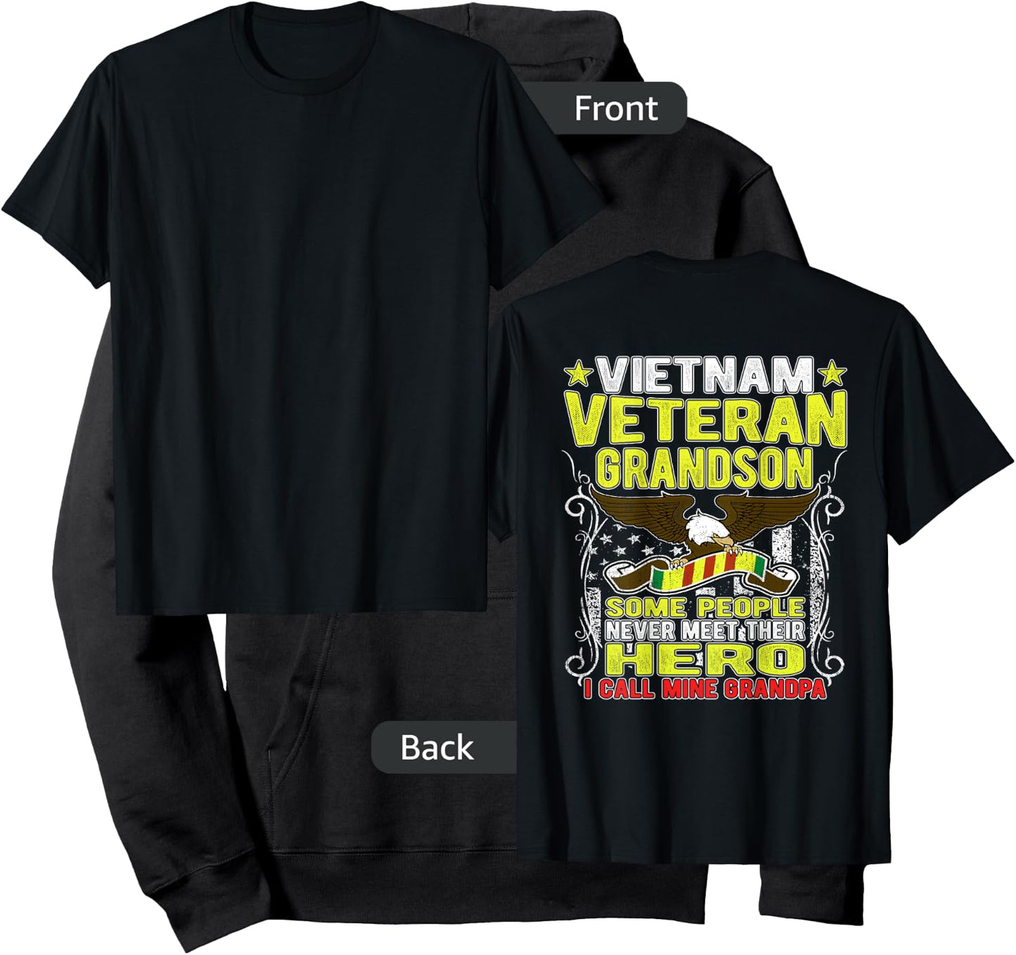 Proud Vietnam Veteran Grandson - Military Veterans Day Gift Hoodie - Hoodie | Black