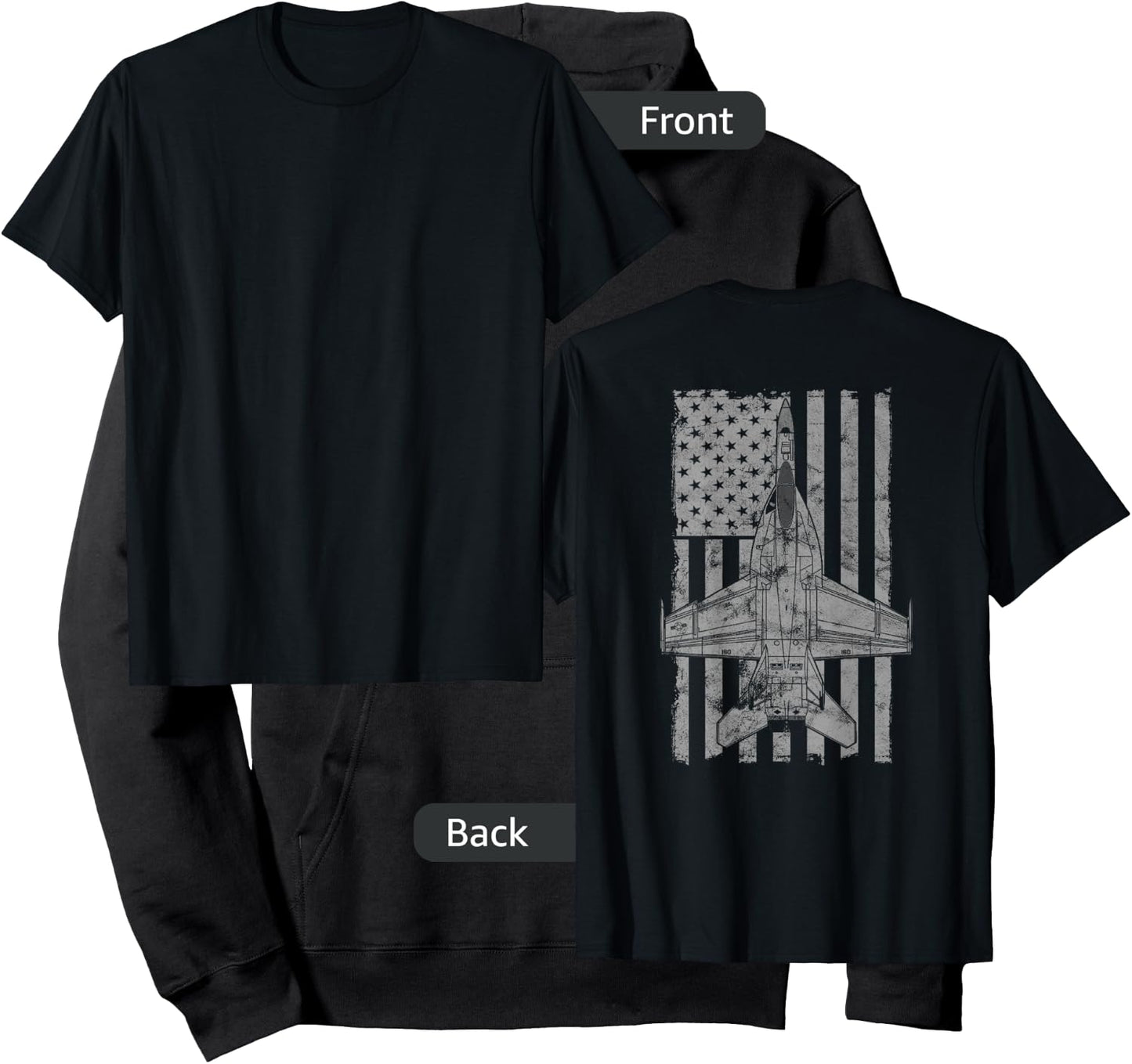 F/A-18E Super Hornet Airplane Vintage Flag | BACK PRINTED Hoodie - Hoodie | Black