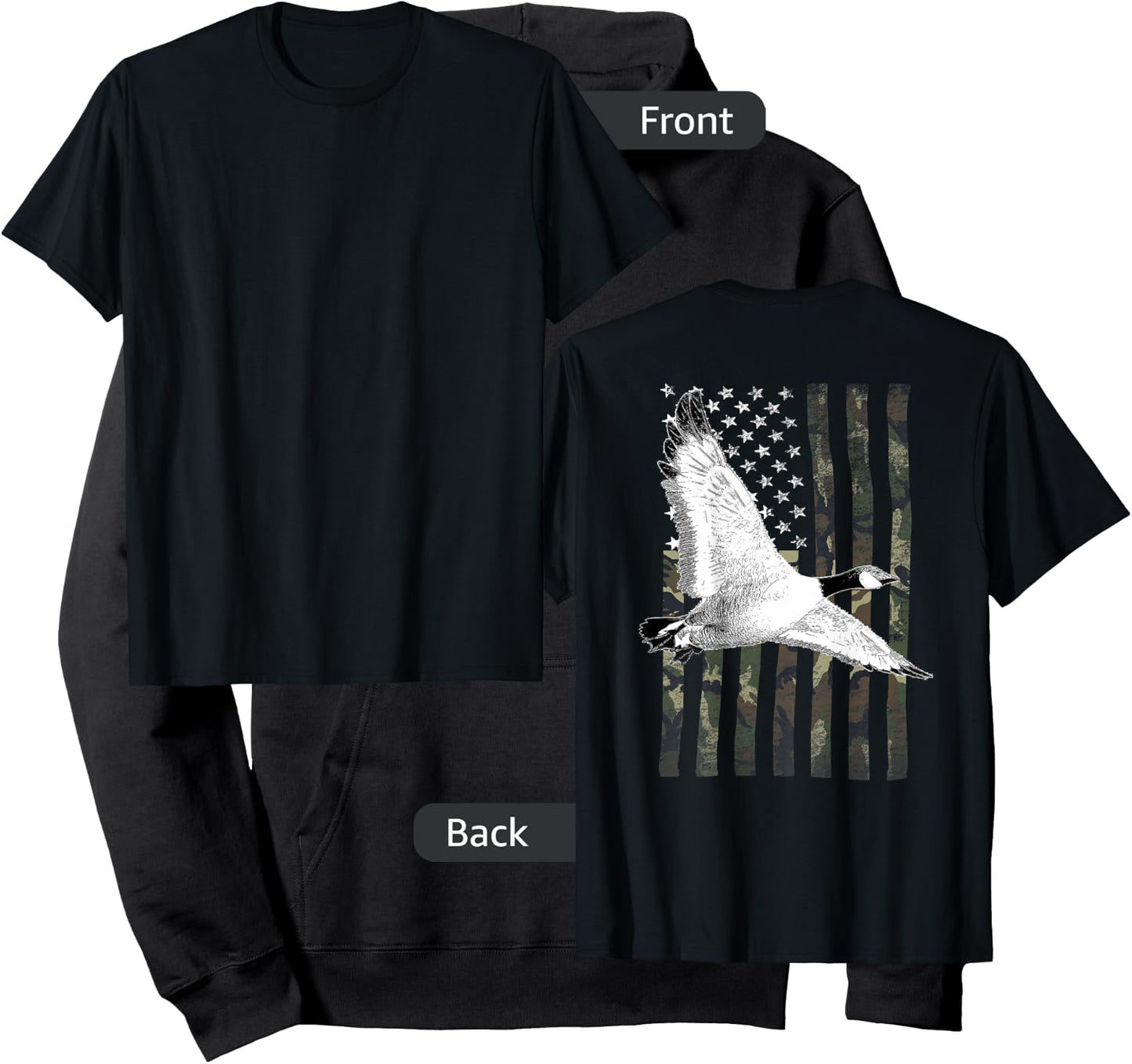 Goose Hunting Camo Flag (on Back) Hoodie - Hoodie | Black