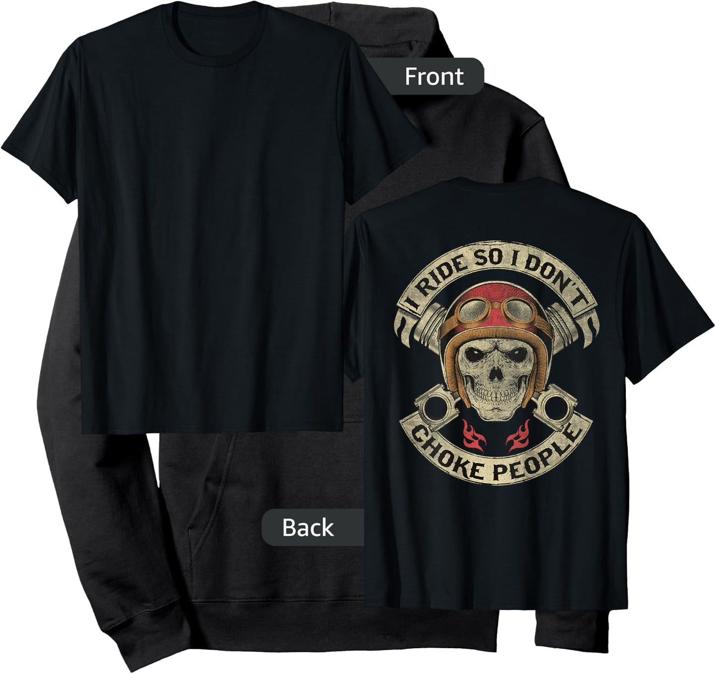 Vintage I Ride So I Don't Choke People Funny Motorcycle Hoodie - Hoodie | Black