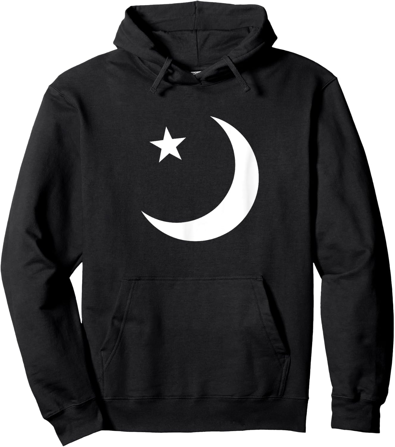 Crescent Moon Star White T Shirt Hoodie - Hoodie | Black