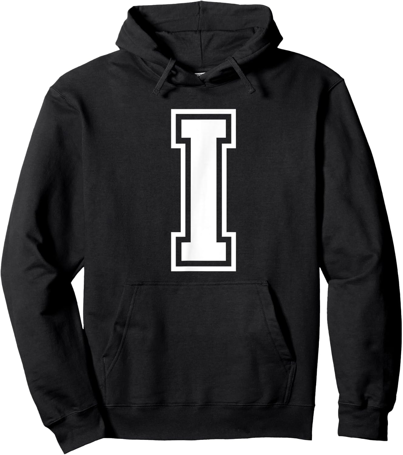 Letter I Name Initial Varsity Alphabet Monogram Hoodie - Hoodie | Black