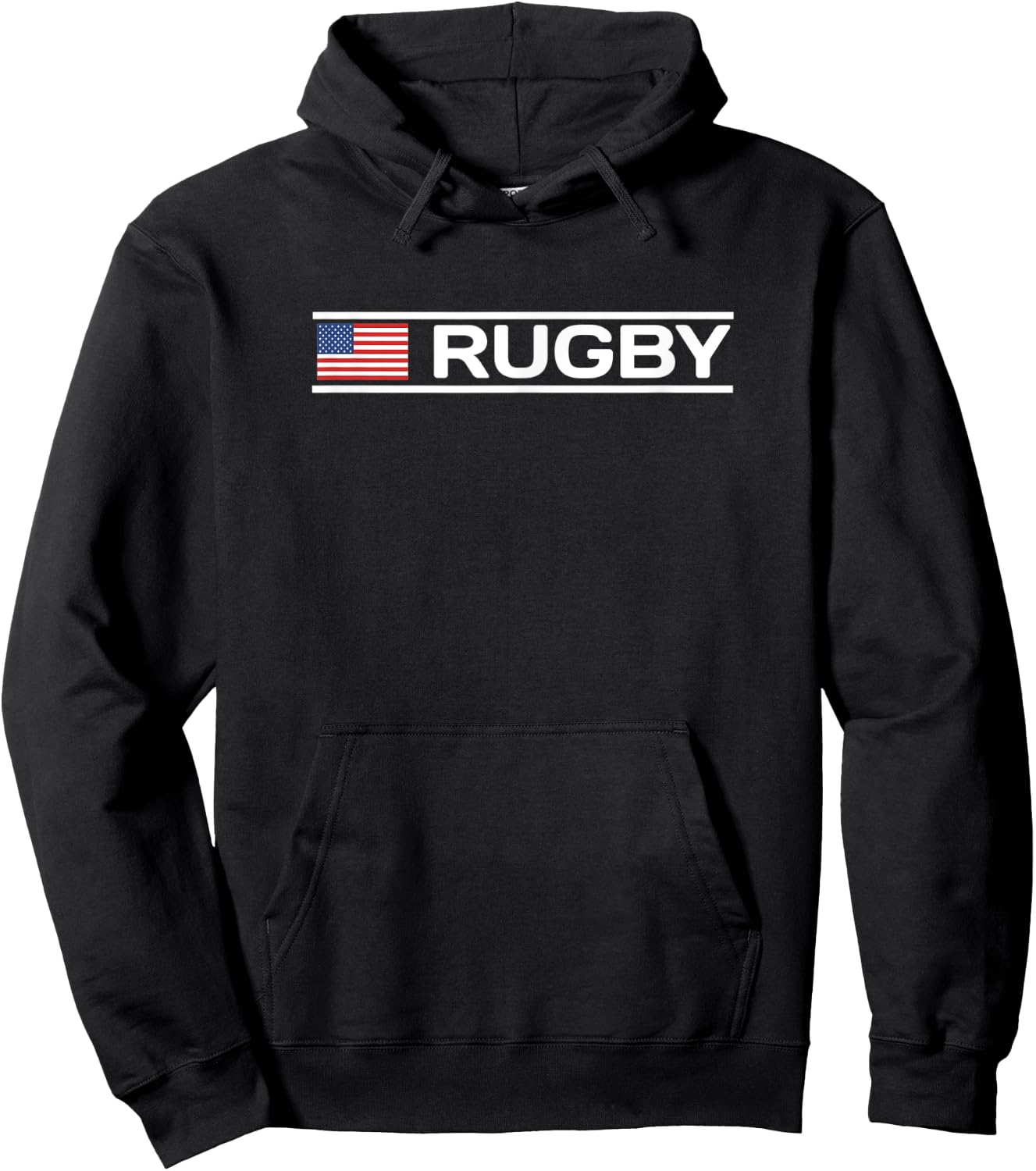 USA Flag Rugby Hoodie - Hoodie | Black