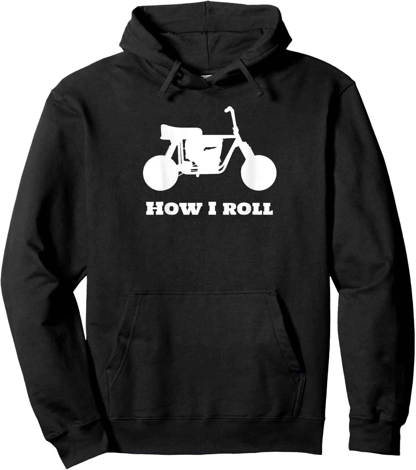 mini-bike on BACK of "how I roll" Hoodie - Hoodie | Black