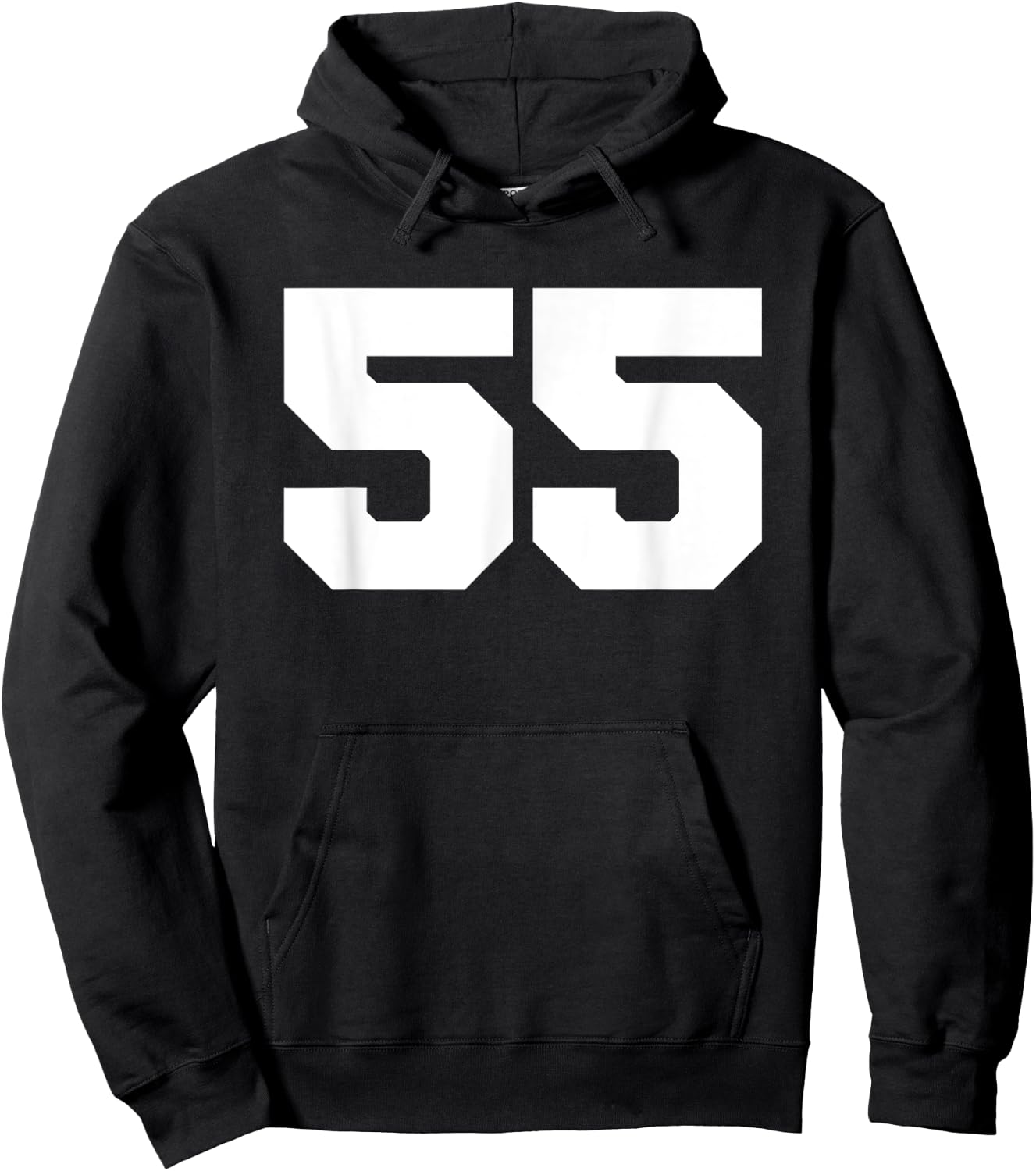Number 55 Sports Jersey Player #55 Fan FRONT Print Varsity Hoodie - Hoodie | Black