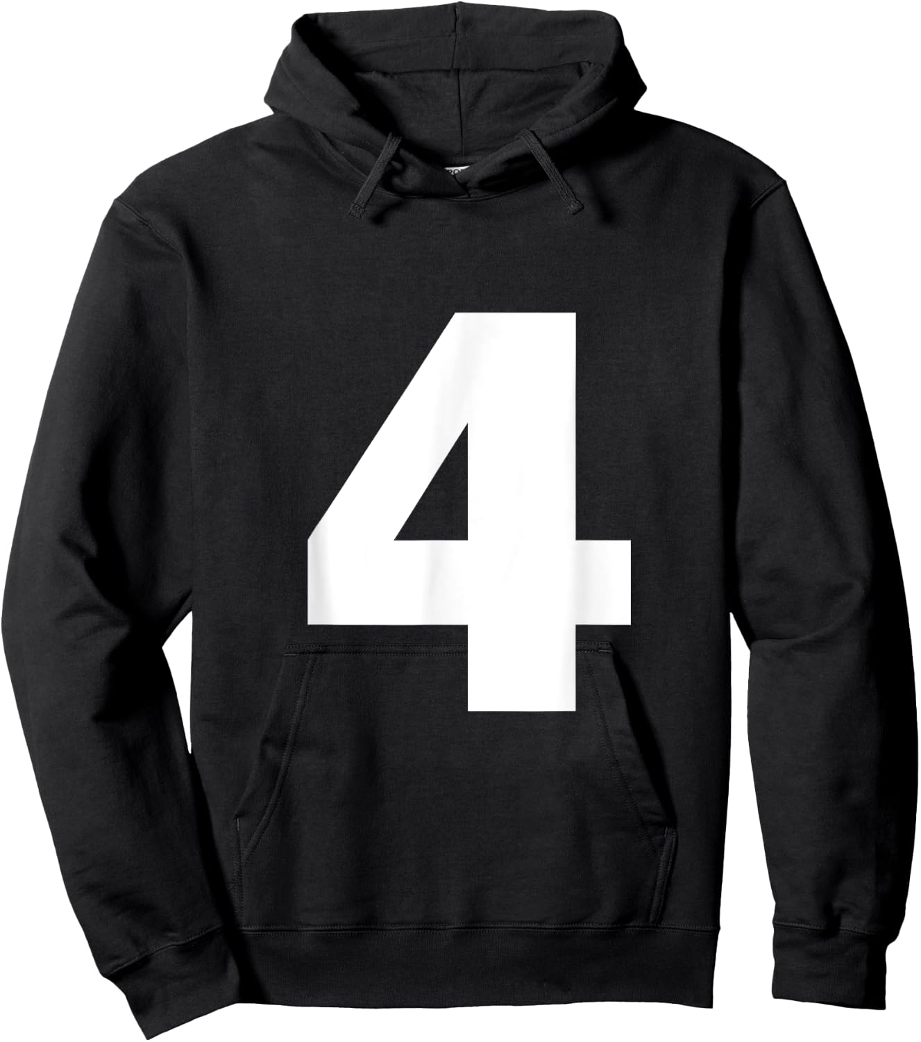 Number 4 Big Bold White Four Numeral Group Hoodie - Hoodie | Black