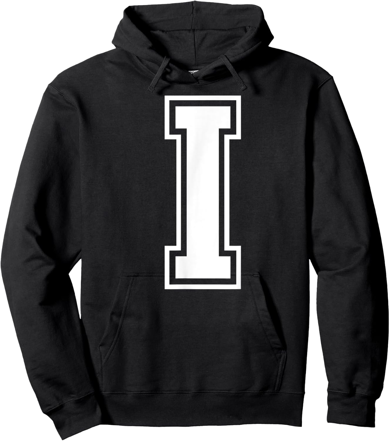 Letter I Capital Alphabet College Varsity Monogram Club Hoodie - Hoodie | Black