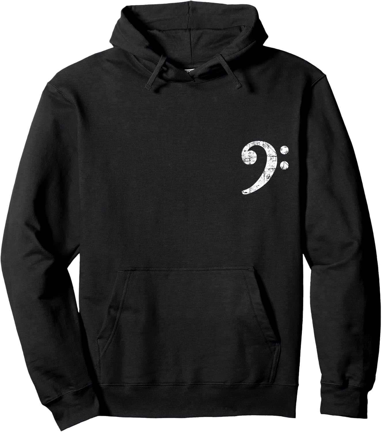 Bass Clef (Vintage White / Left) Bass Players Hoodie - Hoodie | Black
