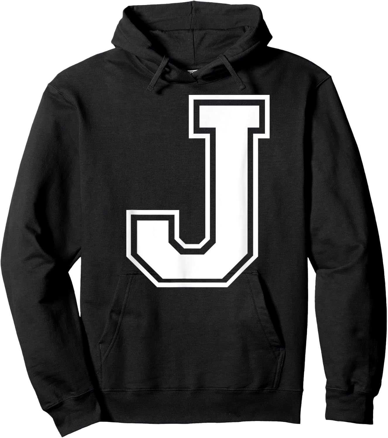 Letter J Capital Alphabet College Varsity Monogram Club Hoodie - Hoodie | Black