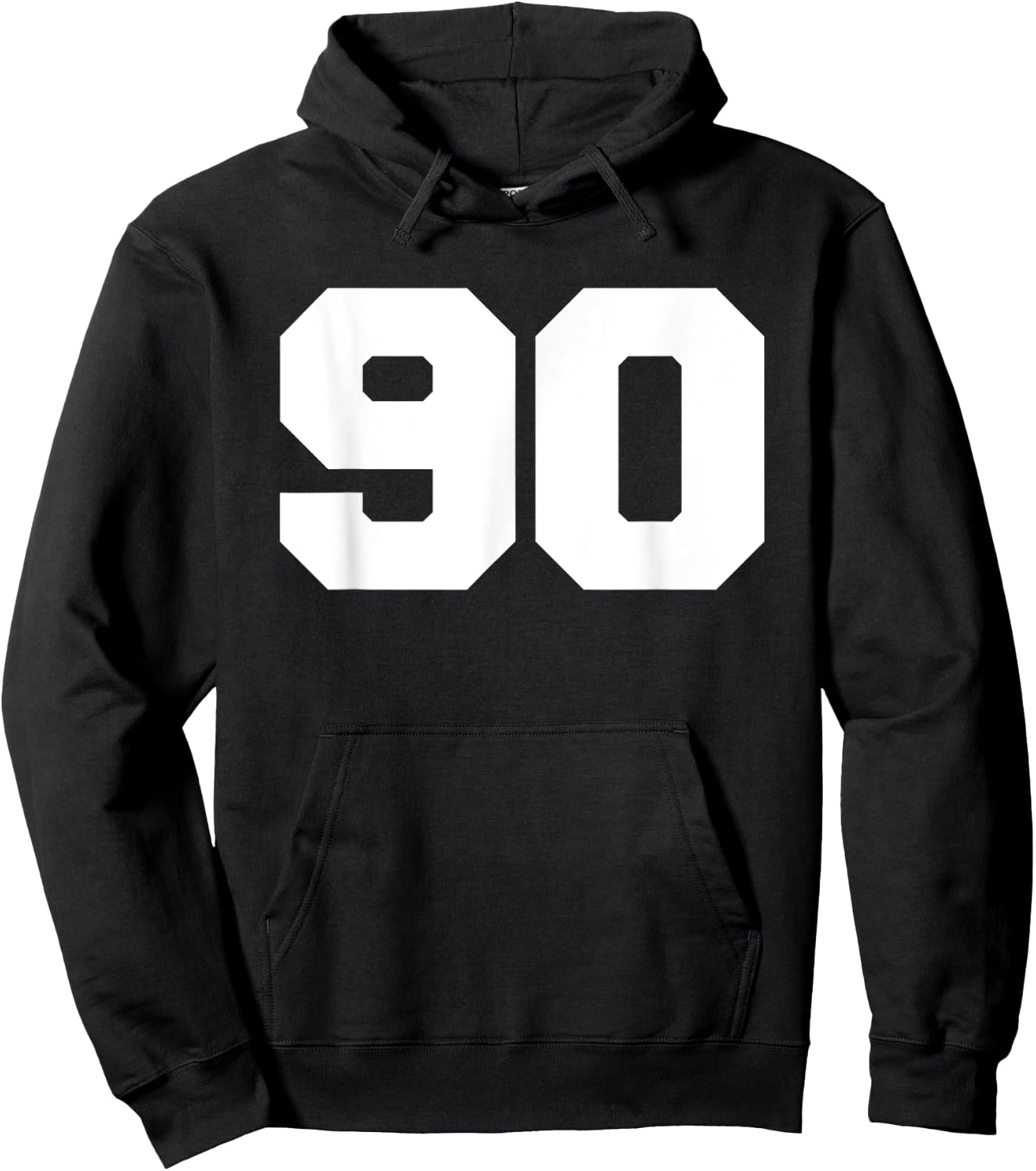 Number 90 Sports Jersey Player #90 Fan FRONT Print Varsity Hoodie - Hoodie | Black