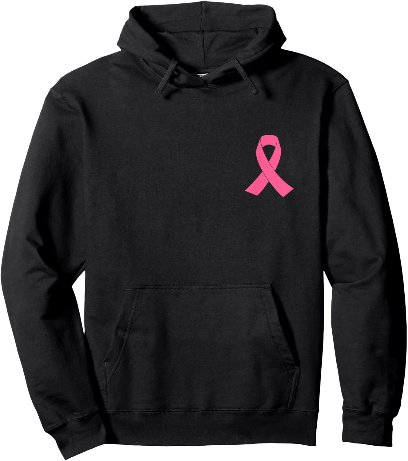 Breast Cancer Awareness Shirt Pink Ribbon On Chest Support Hoodie - Hoodie | Black