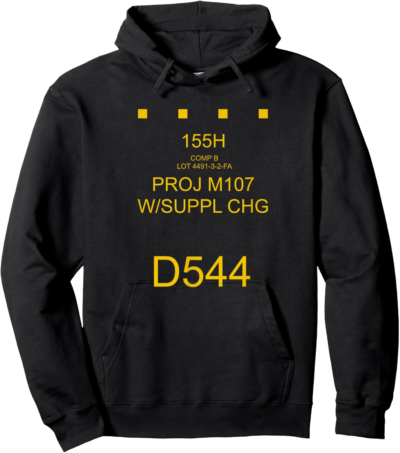 Field Artillery : 155mm HE Shell Round Marking Hoodie - Hoodie | Black