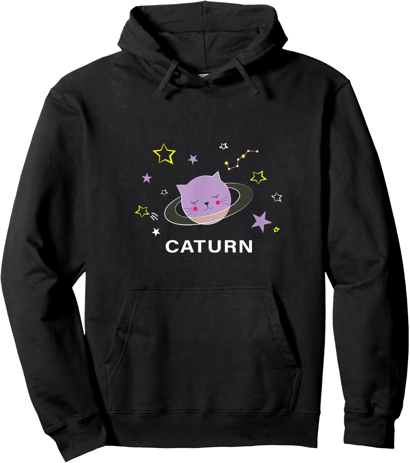 Caturn / Saturn Cat in Space Men Women Girls Kids Hoodie - Hoodie | Black