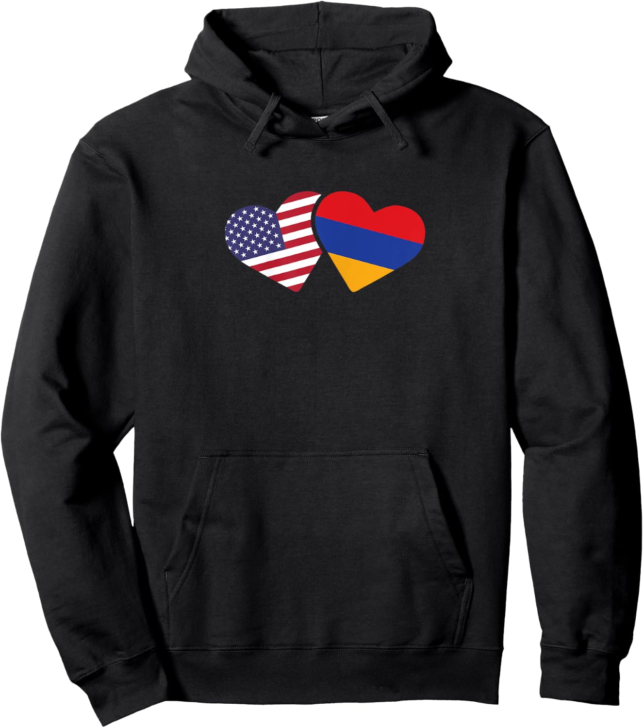 Armenia USA Flag T Shirt Heart Armenian American Love Hoodie - Hoodie | Black
