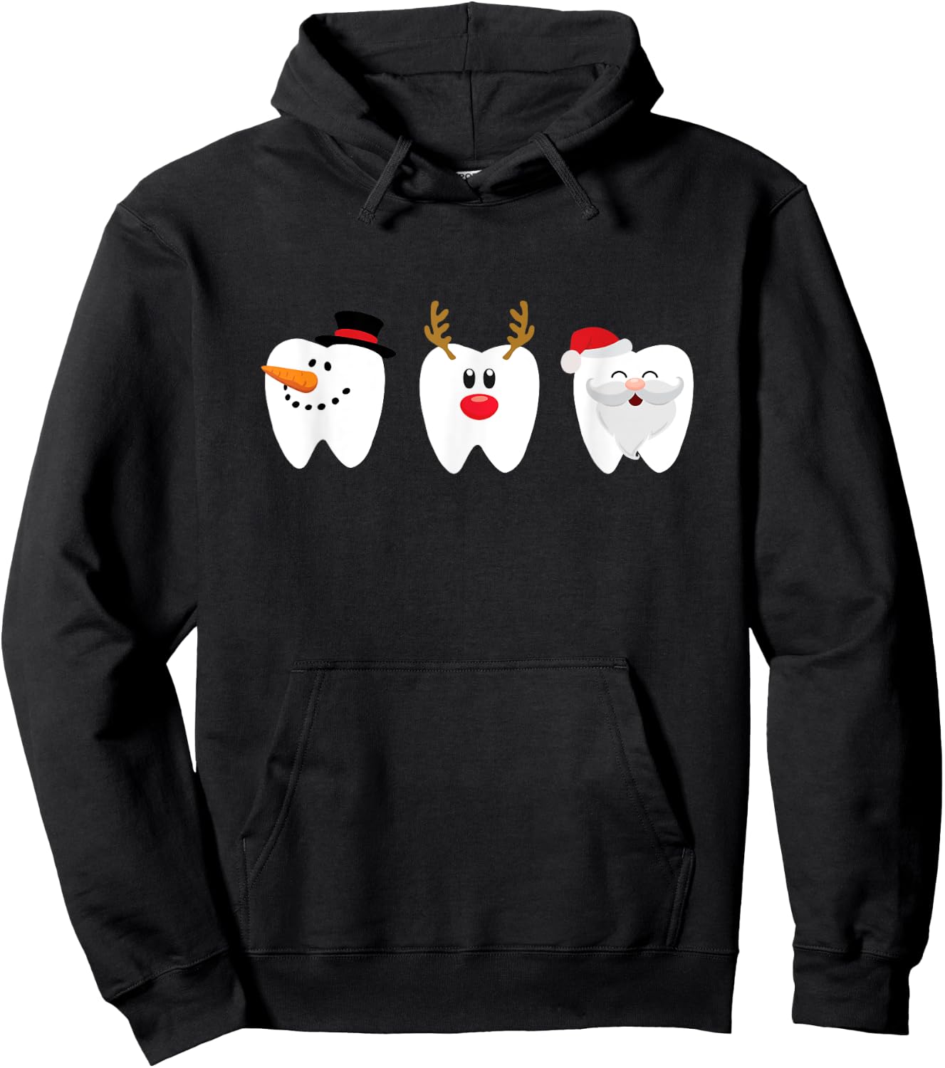 Dental Christmas Tooth Santa Snowman Reindeer Hoodie - Hoodie | Black