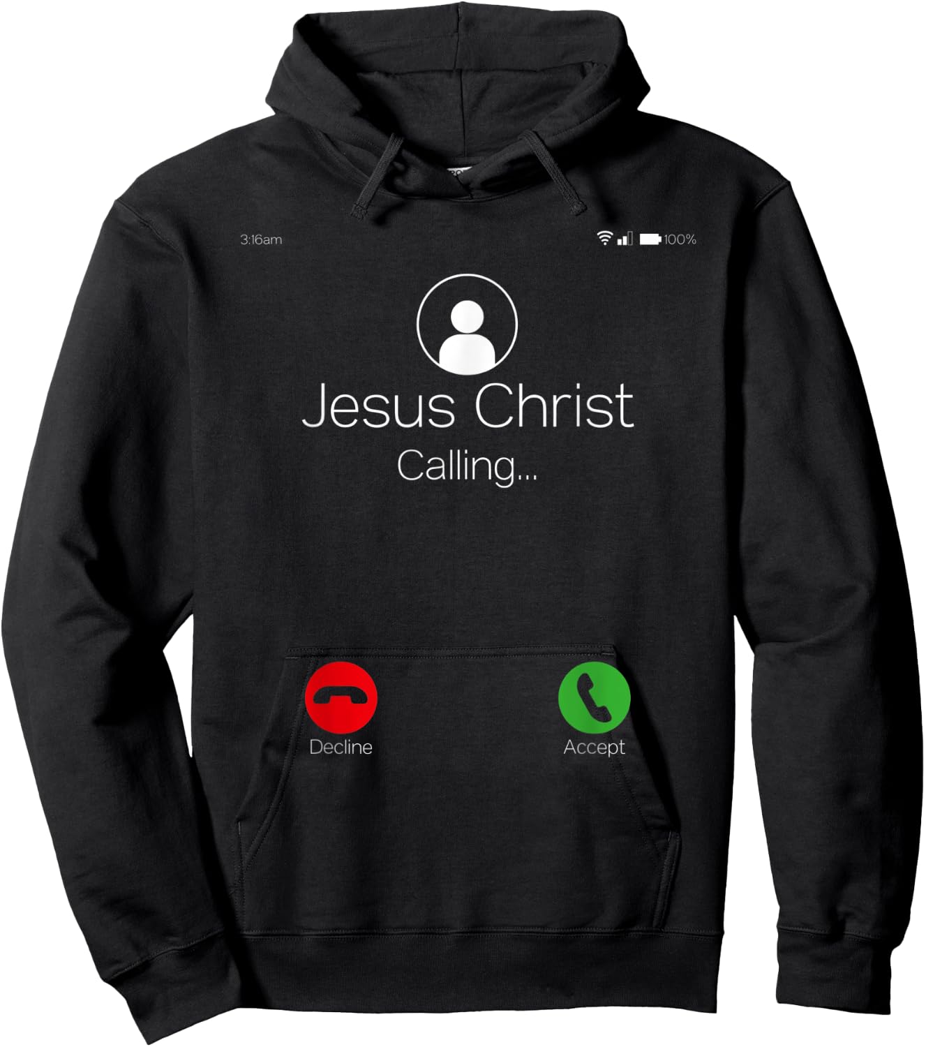 Jesus Christ Calling Christian Faith Religion Graphic Themed Hoodie - Hoodie | Black
