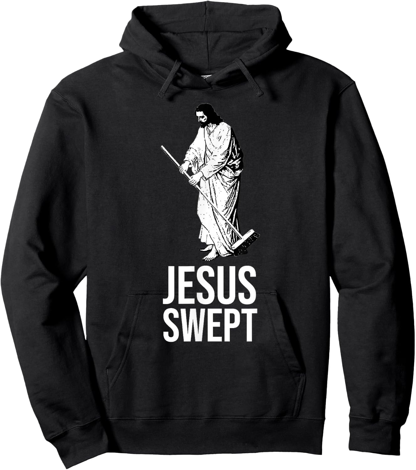 Funny Jesus Swept Drawing Pun. Sacrilege, Humorous Satire Hoodie - Hoodie | Black