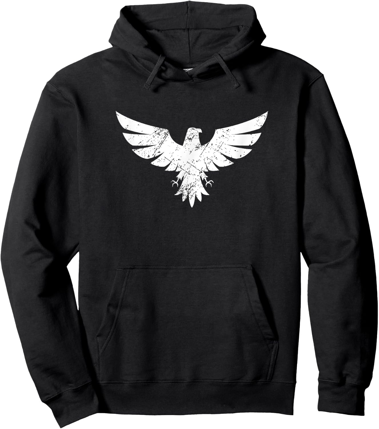 White Eagle Print - Bird Wings Soaring Hoodie - Hoodie | Black