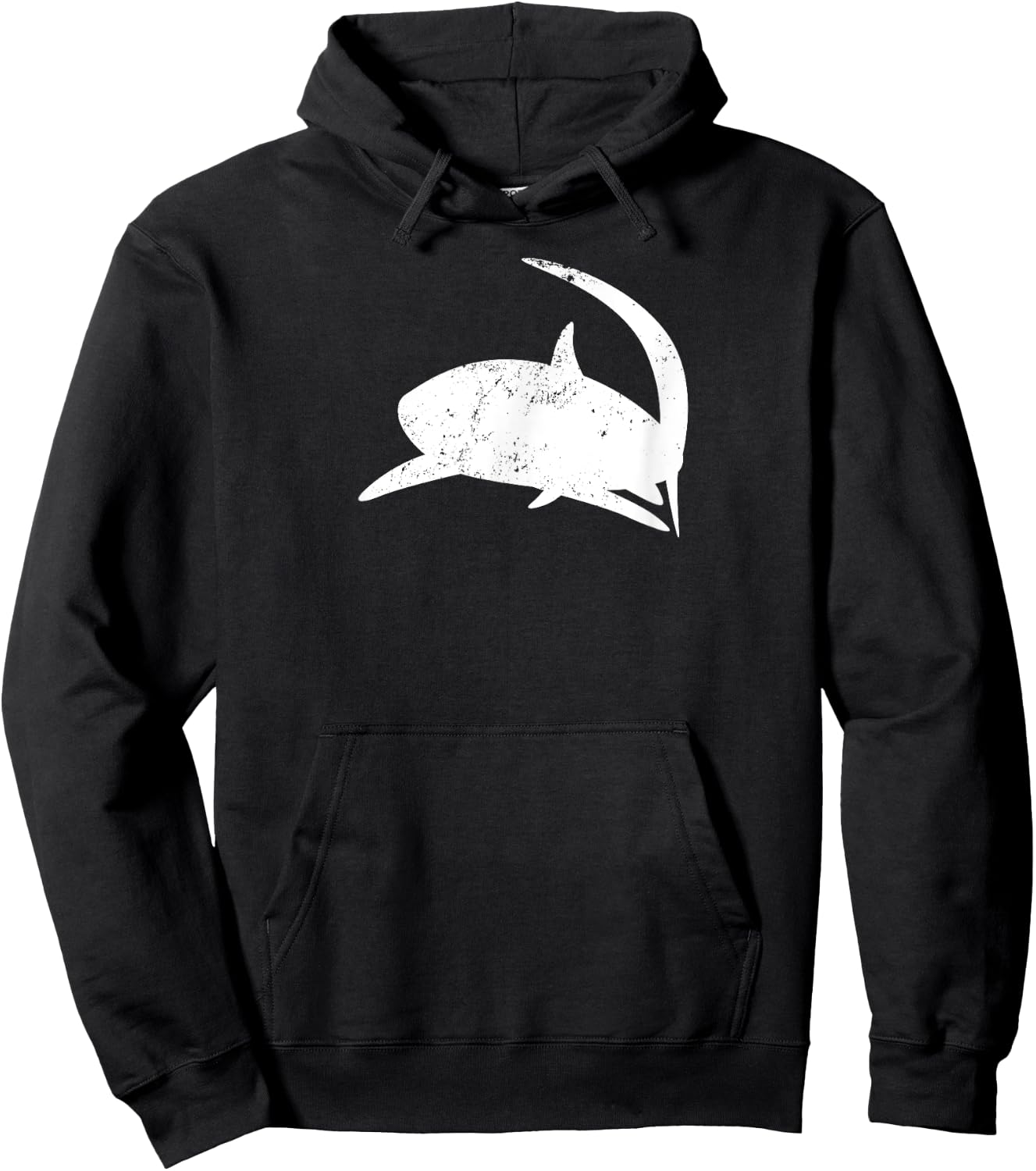 Vintage Distressed Style Thresher Shark Hoodie - Hoodie | Black