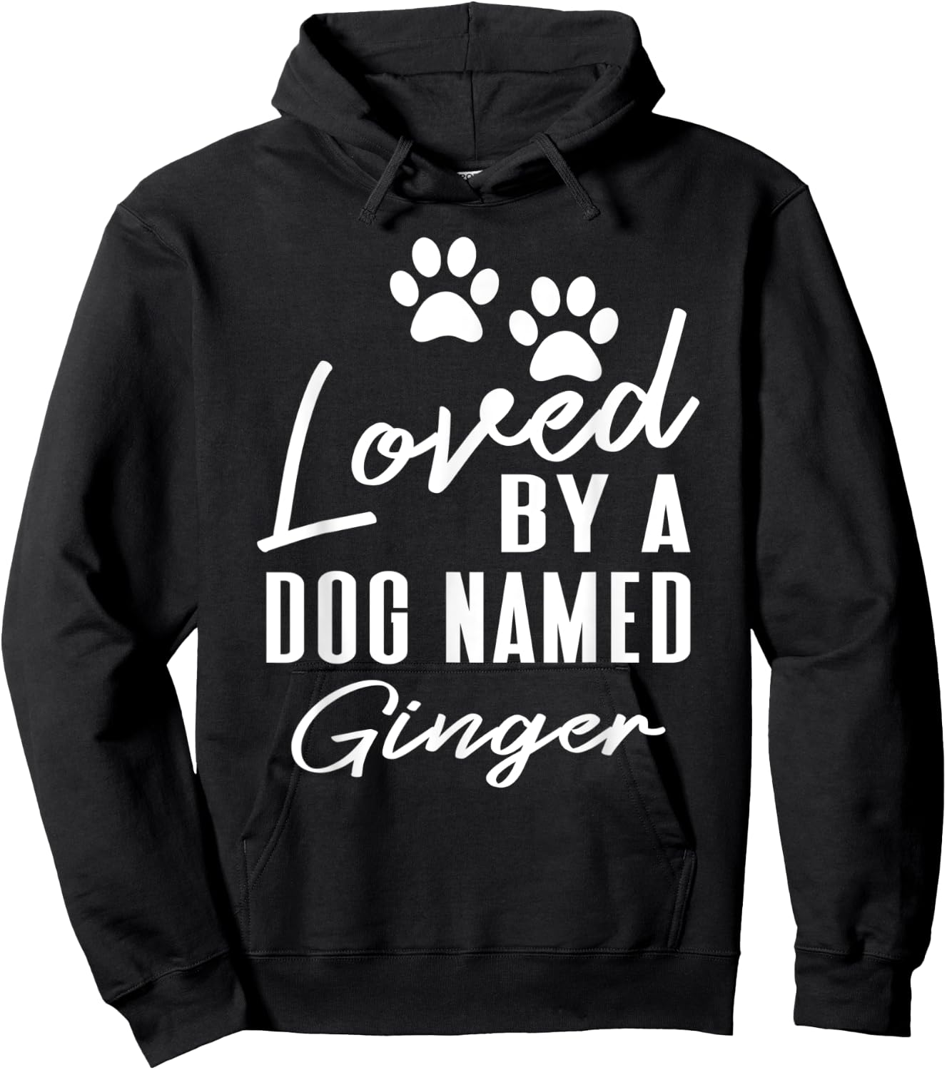 Dog Name Ginger Gift Pet Lover Puppy Paw Print Men Women Kids Hoodie - Hoodie | Black