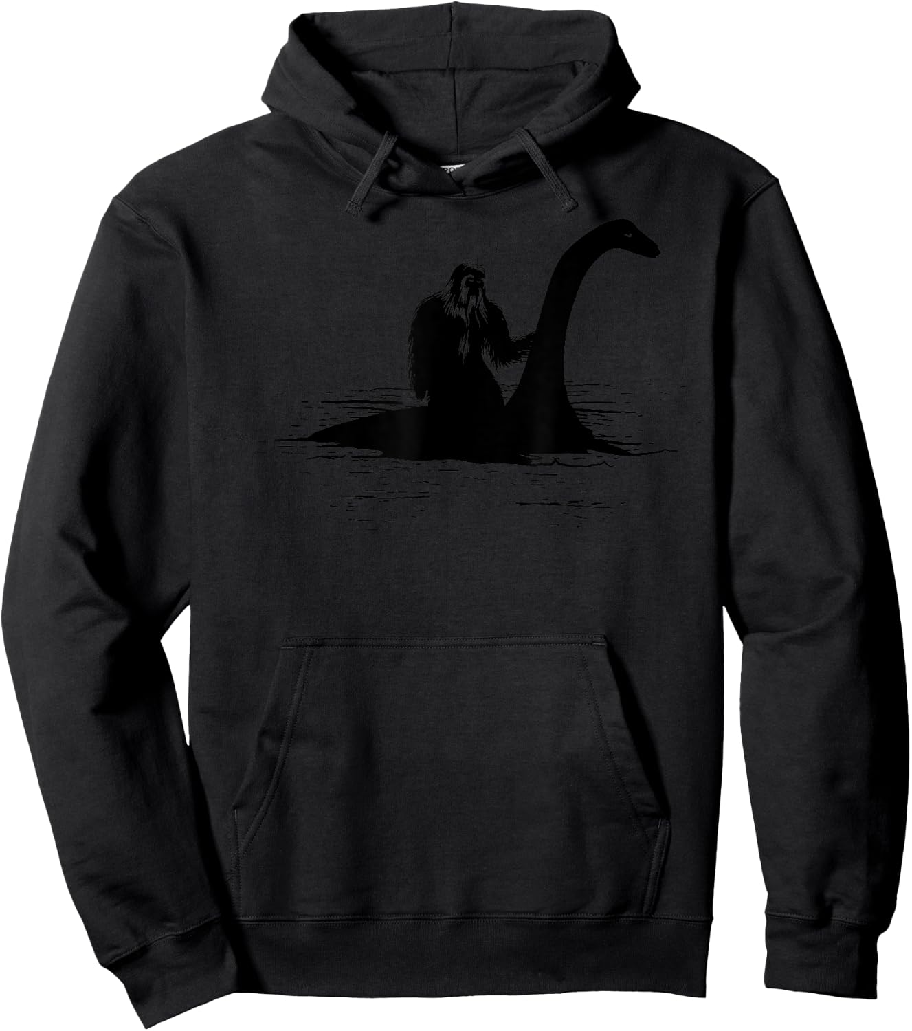 Bigfoot Riding Loch Ness Monster Cute Sasquatch Gift Hoodie - Hoodie | Black