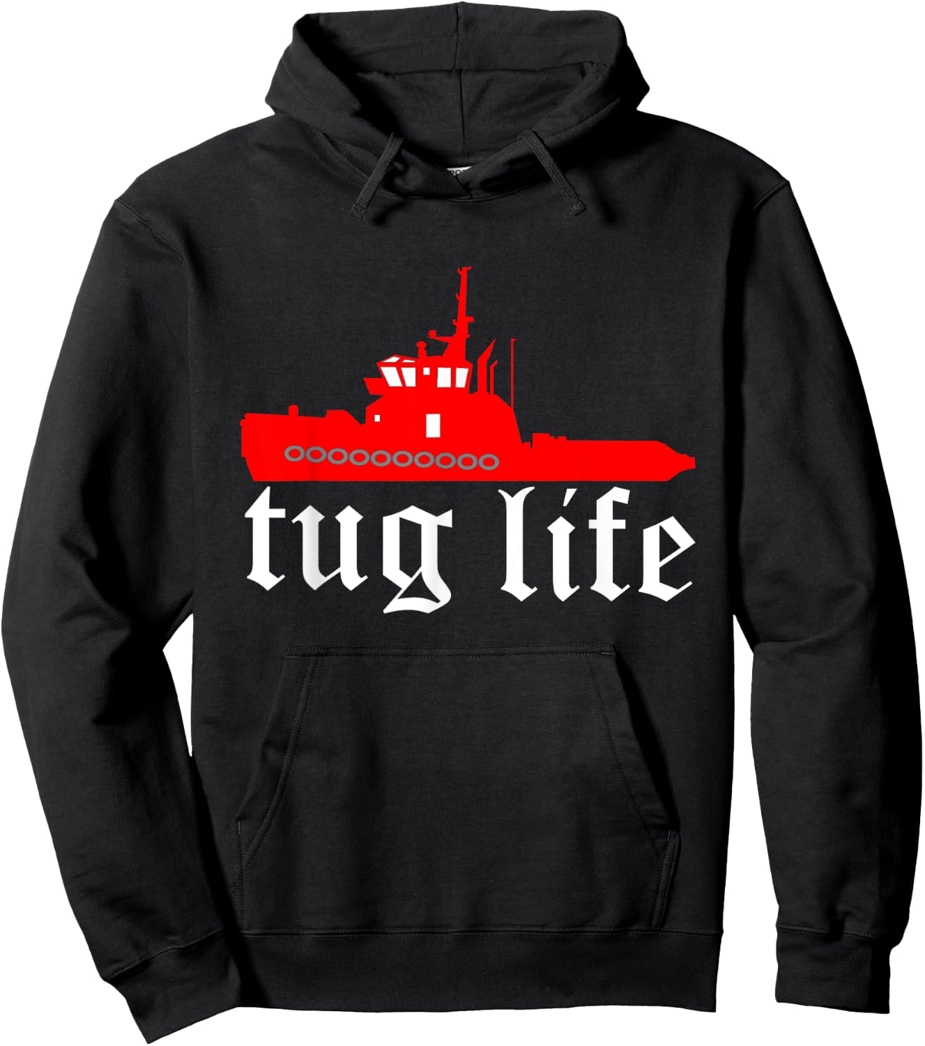 TUG LIFE funny tugboat Hoodie - Hoodie | Black
