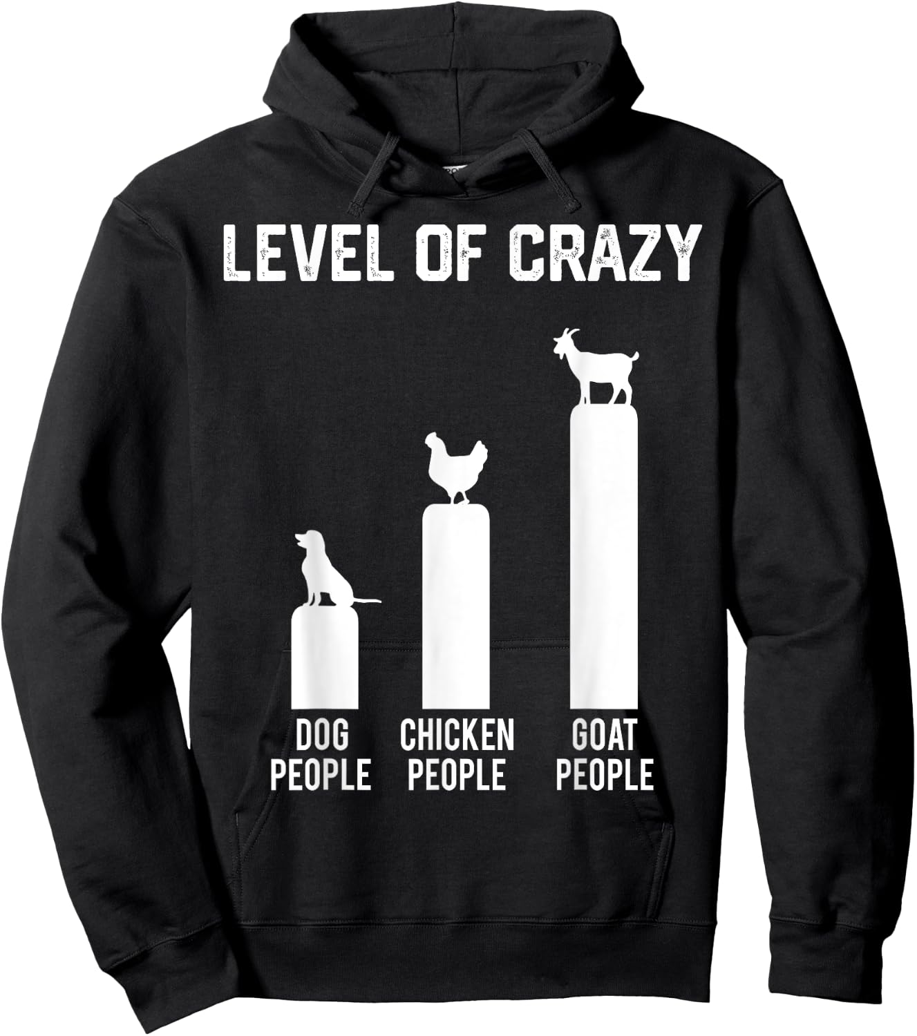 Level Of Crazy Dog People Chicken People Goat People Hoodie - Hoodie | Black