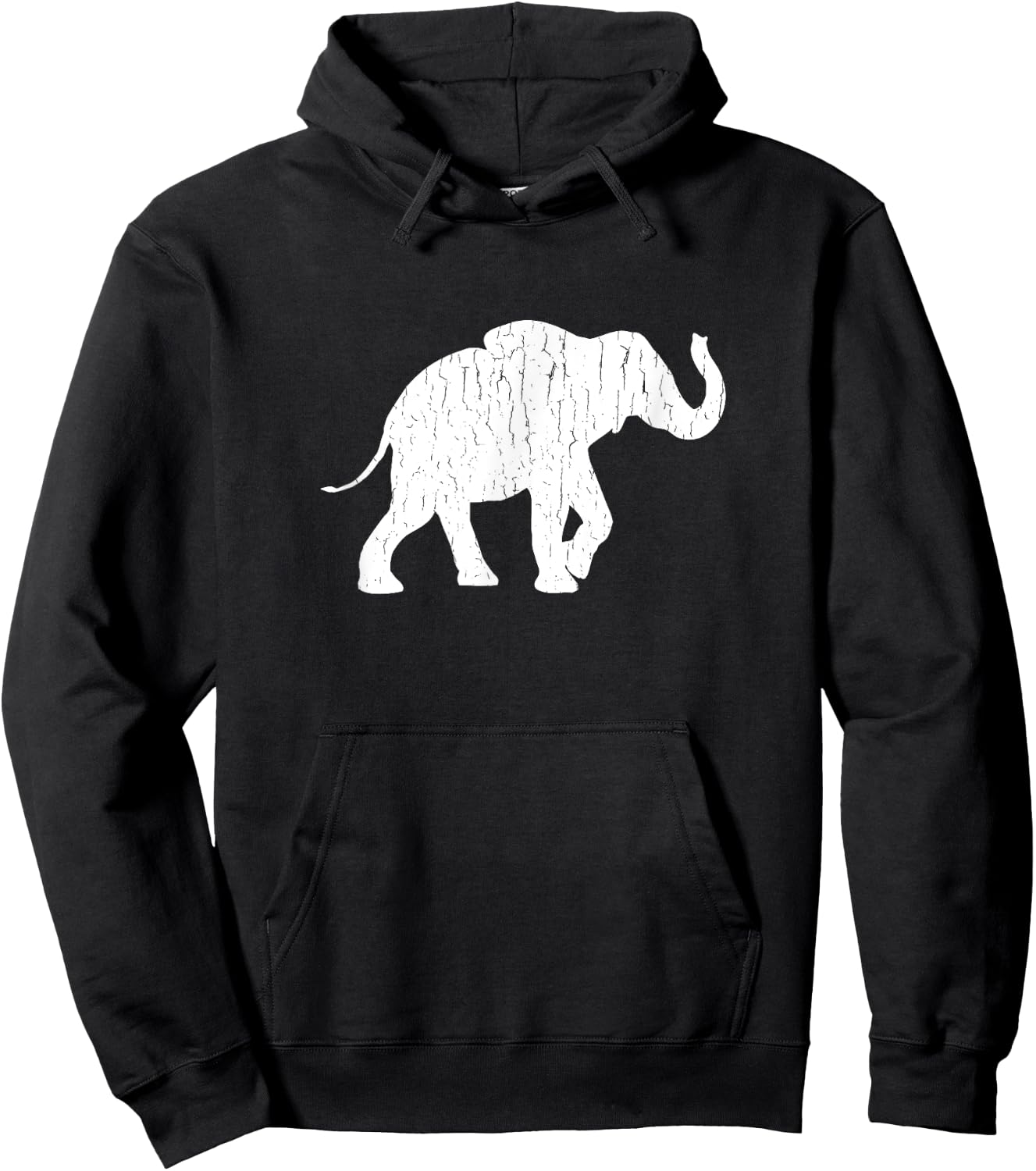 Distressed Elephant Silhouette Hoodie - Hoodie | Black