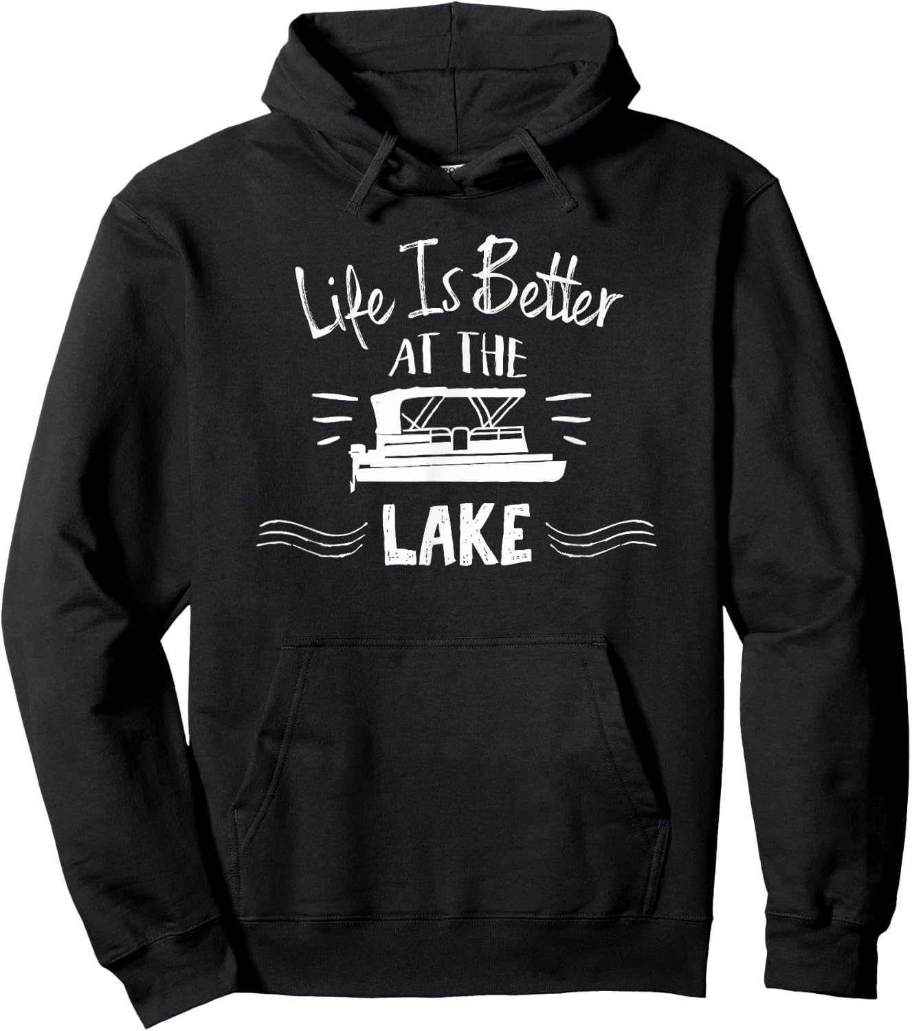 Life Is Better At The Lake T shirt with Pontoon Boat Hoodie - Hoodie | Black