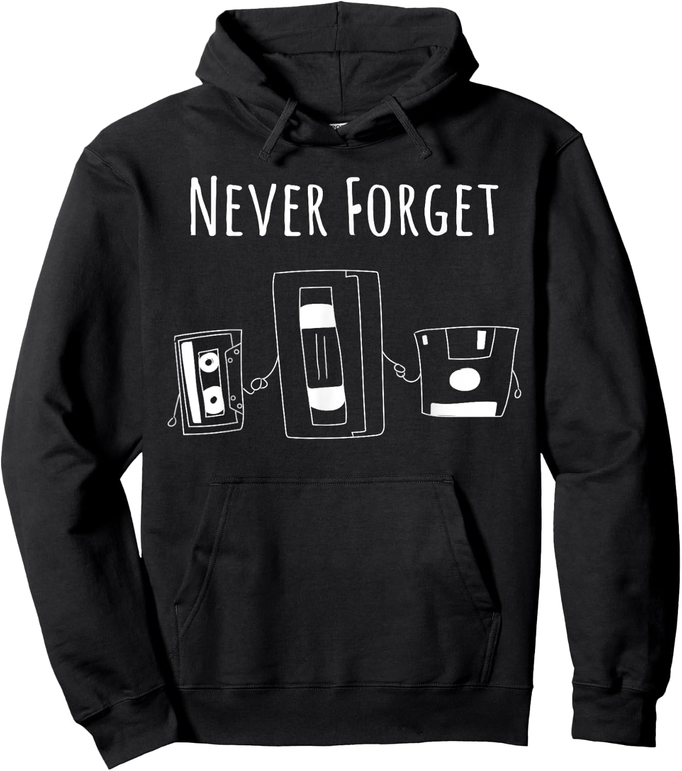 Funny Never Forget Floppy Disk, VHS and Casette Tapes Shirts Hoodie - Hoodie | Black