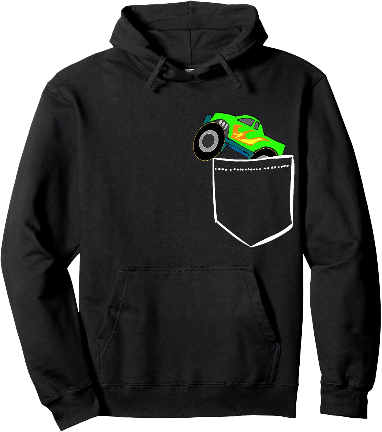 Monsters Truck Pocket Racing Big Cars Gifts Hoodie - Hoodie | Black