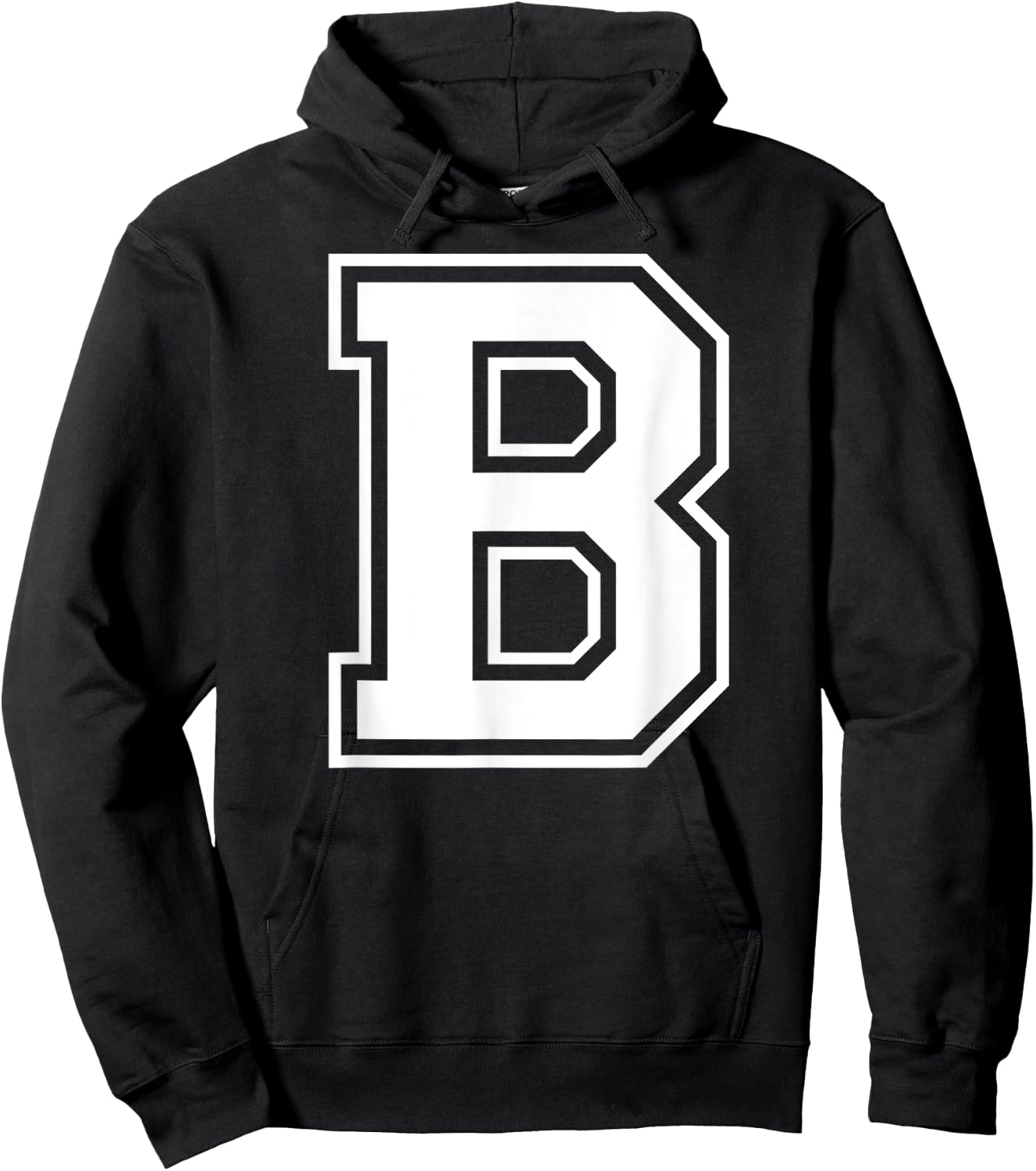 Letter B Capital Alphabet College Varsity Monogram Club Hoodie - Hoodie | Black