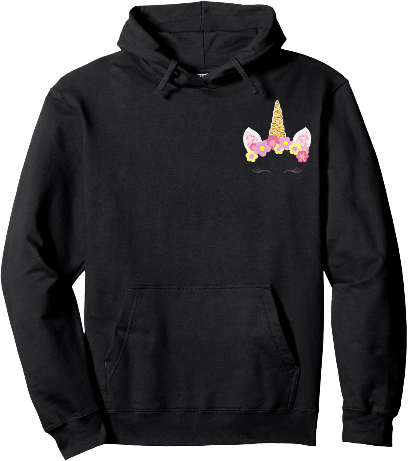 Unicorn Pocket Adorable Unicorns Girls Hoodie - Hoodie | Black