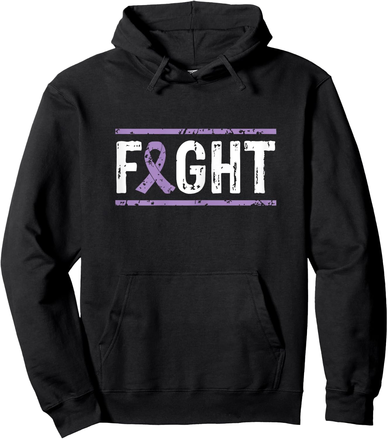 Vulvar Cancer Awareness Fight Cancer Purple Ribbon Hoodie - Hoodie | Black