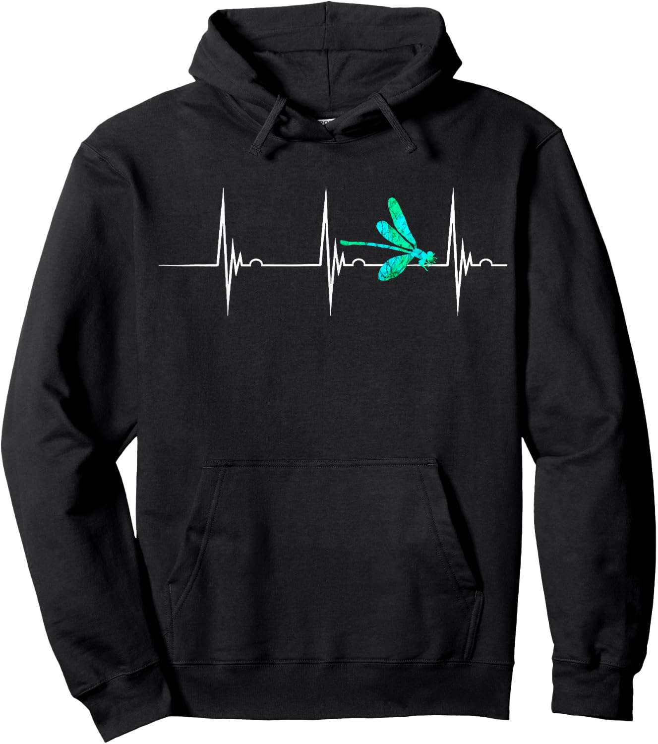 Sassenach Heartbeat Dragonfly Insect EKG Pulseline Hoodie - Hoodie | Black