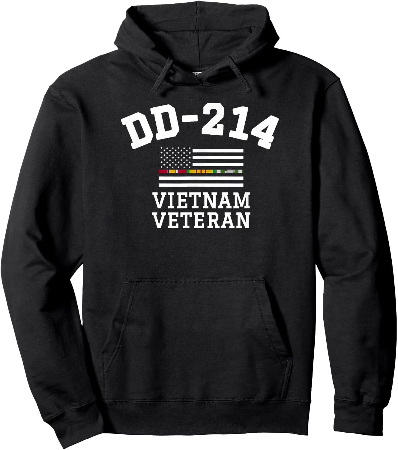 DD-214 Alumni Vietnam Veteran Thin Line Flag Hoodie - Hoodie | Black