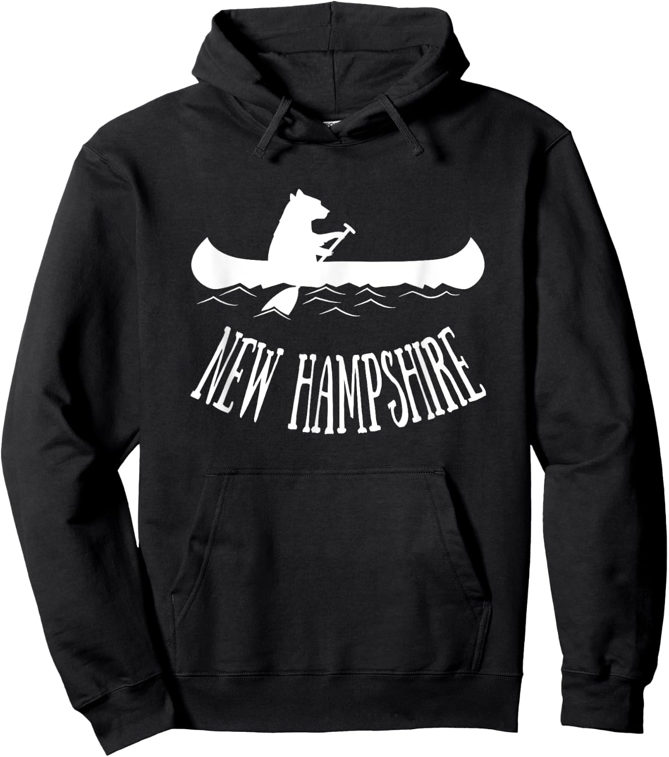 New Hampshire Shirt | NH Bear Canoe Lake Hoodie - Hoodie | Black