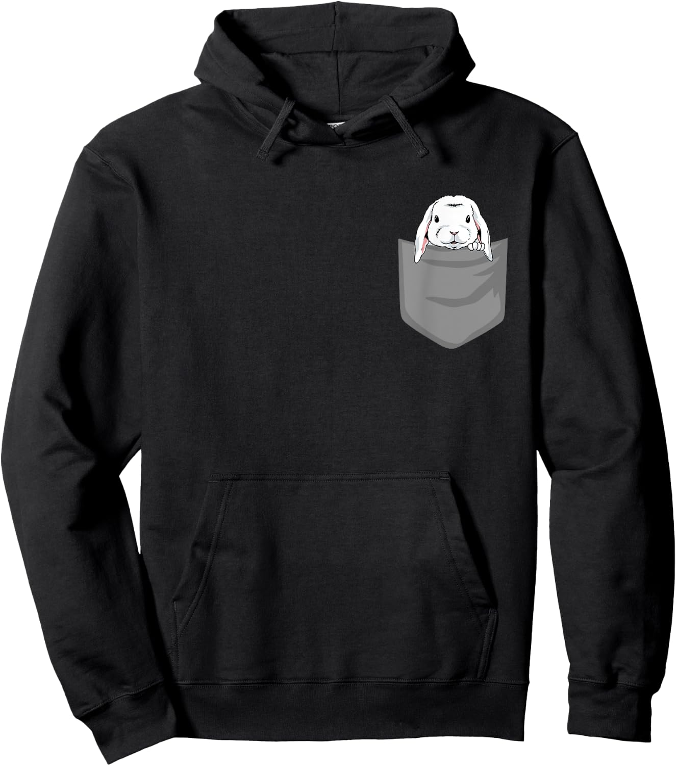 Rabbit in chest pocket, funny rabbit Hoodie - Hoodie | Black
