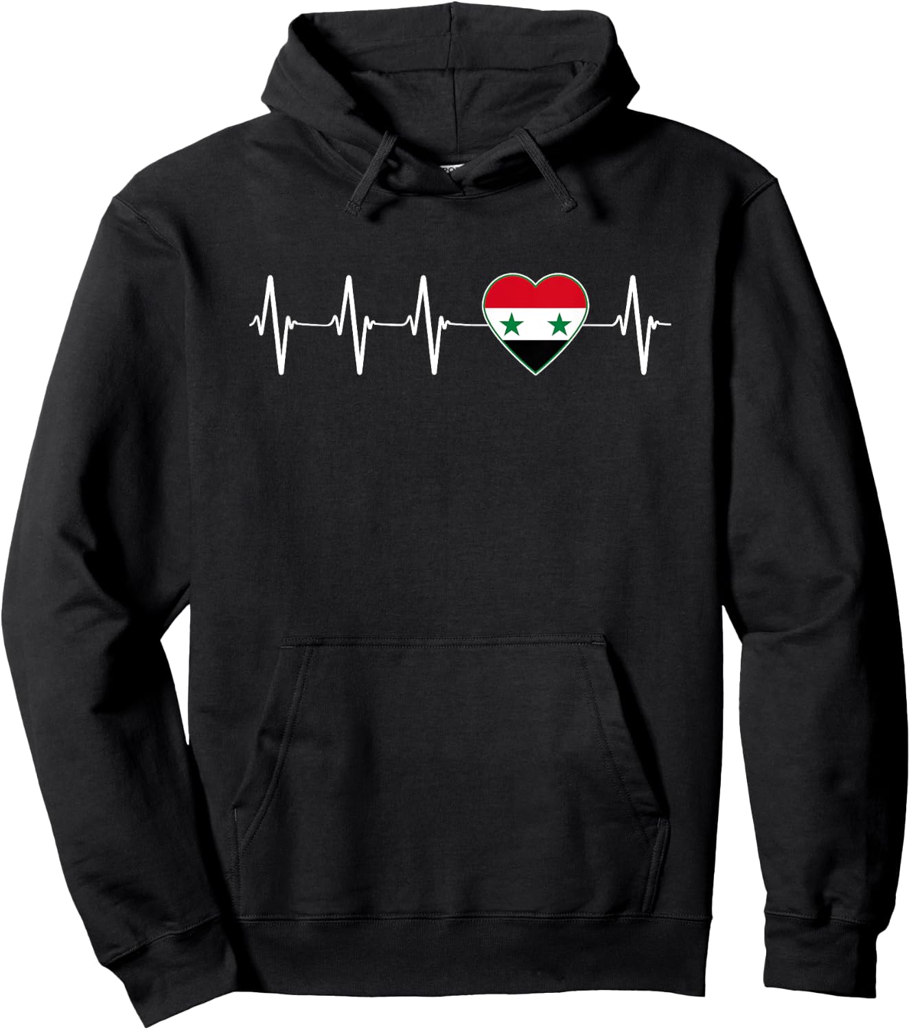 Syrian Heartbeat I Love Syria Flag Country Gift Hoodie - Hoodie | Black