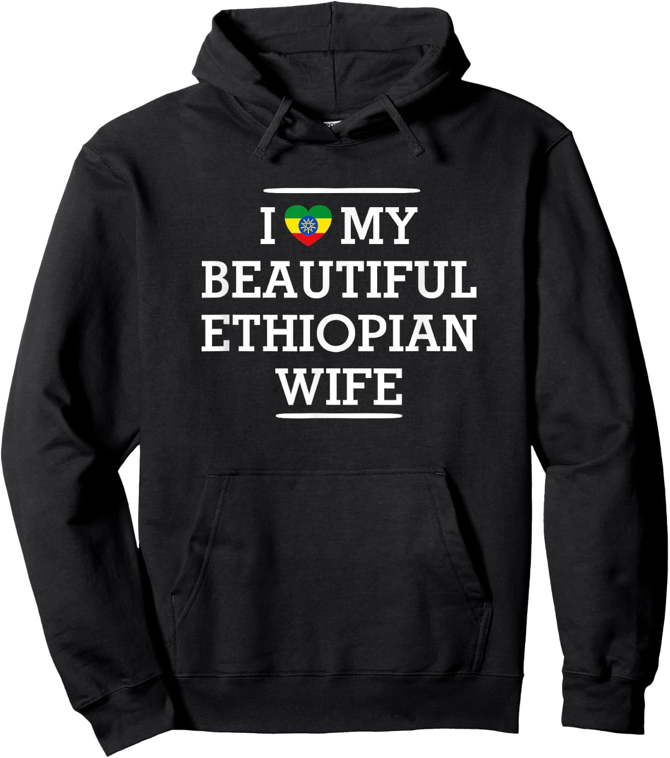 I Love My BEAUTIFUL Ethiopian WIFE Flag Heart Husband Hoodie - Hoodie | Black