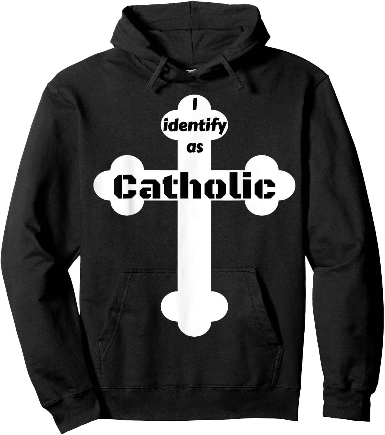 I Identify As Catholic Cross Hoodie - Hoodie | Black