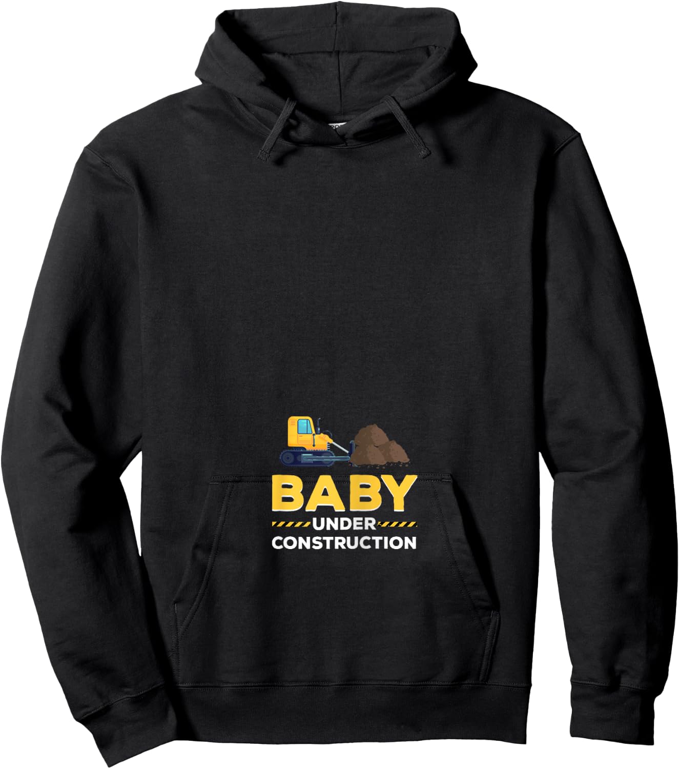 Pregnancy Baby Announcement Under Construction Bulldozer Hoodie - Hoodie | Black