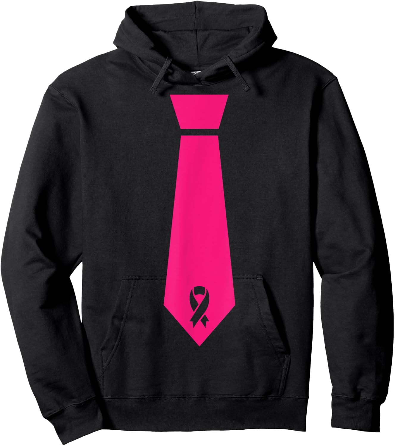 Pink Ribbon Tie Breast Cancer Awareness Hoodie - Hoodie | Black
